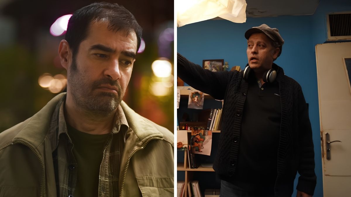 Shahab Hosseini as Tohid alongside director Hesam Farahmand on the set of My Daughter's Hair