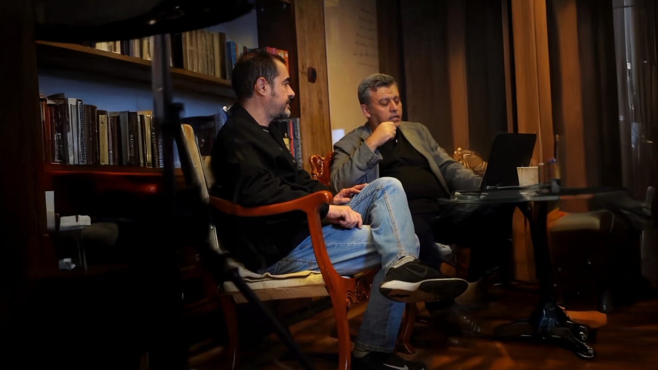 "Shahab Hosseini in front and Hesam Farhamand